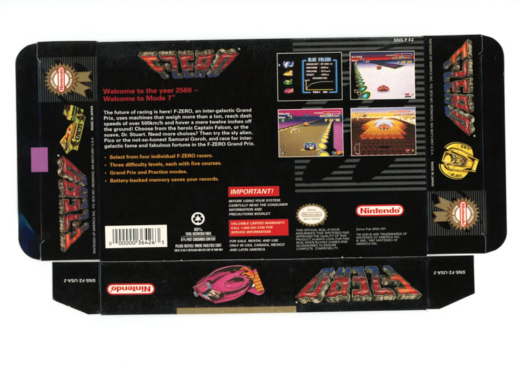F-Zero Display Only Box Art - Back