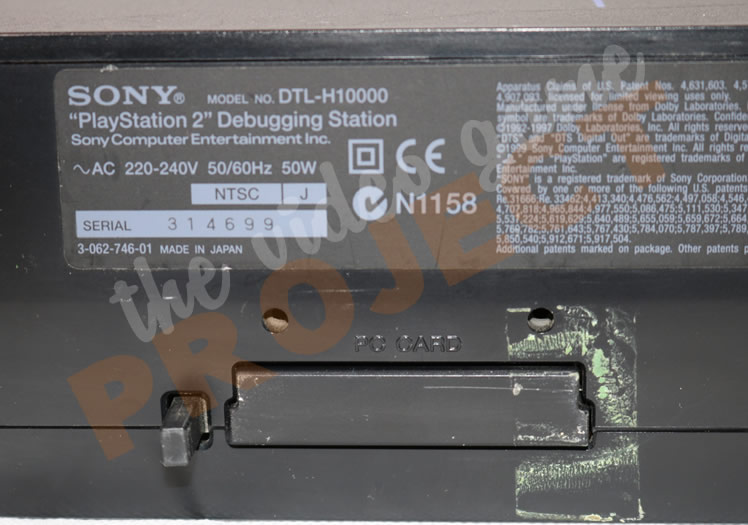 >Playstation 2 DTL-H1000 Debugging Station Label Back Close